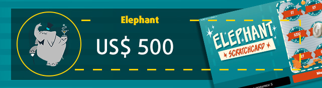 Imagen de la raspadita Elephant y su premio de US$ 500