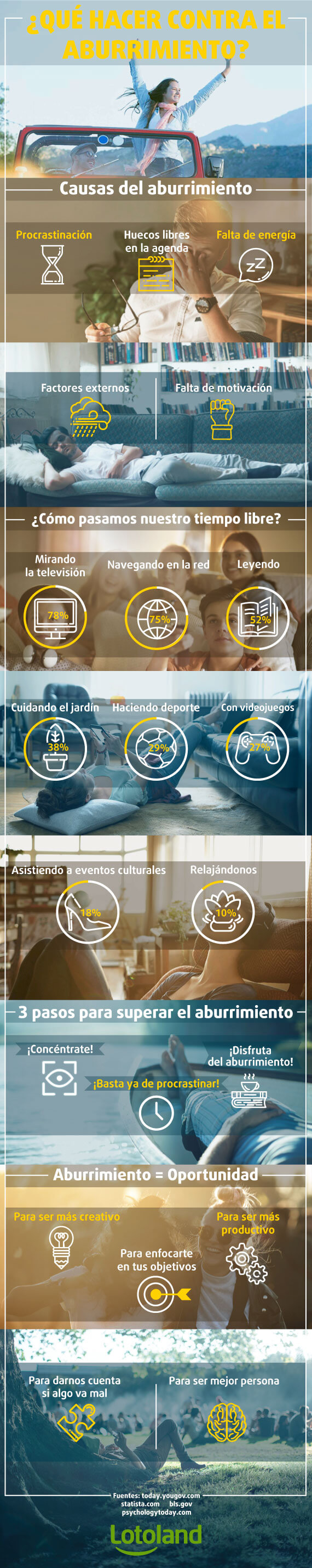 Infografía con consejos para superar el aburrimiento